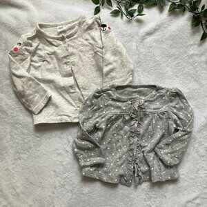 Carter’s 9M 2-Pack Neutral Cardigans Bear Polka Dot GUC Baby Bundle Sweaters